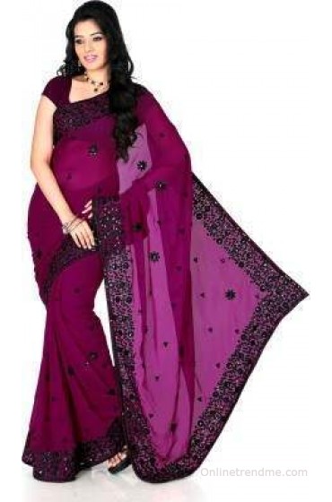 Designersareez Self Design Fashion Georgette Sari Designersareez Self Design Fashion Georgette Sari